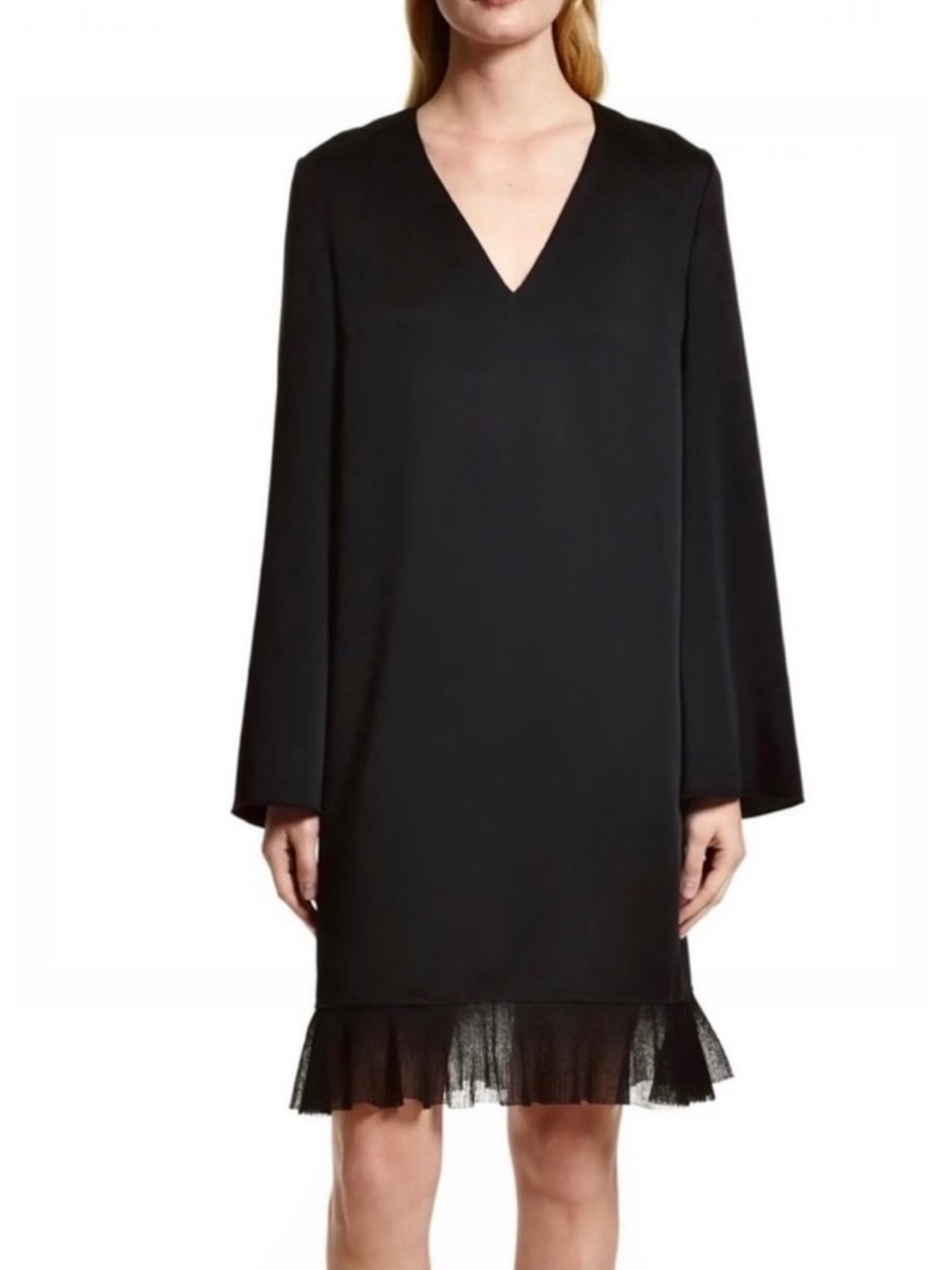 ELIZABETH AND JAMES BLACK V-NECK MINI DRESS